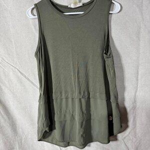 ✨ Michael Kors Olive Green Layered Sleeveless Blouse - Large - Good Condition ✨
